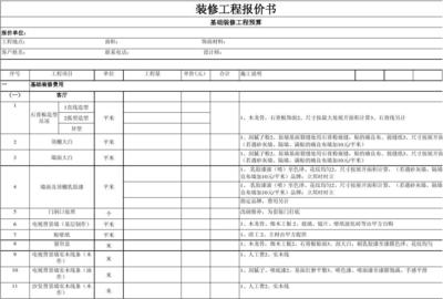 家庭裝修預(yù)算書